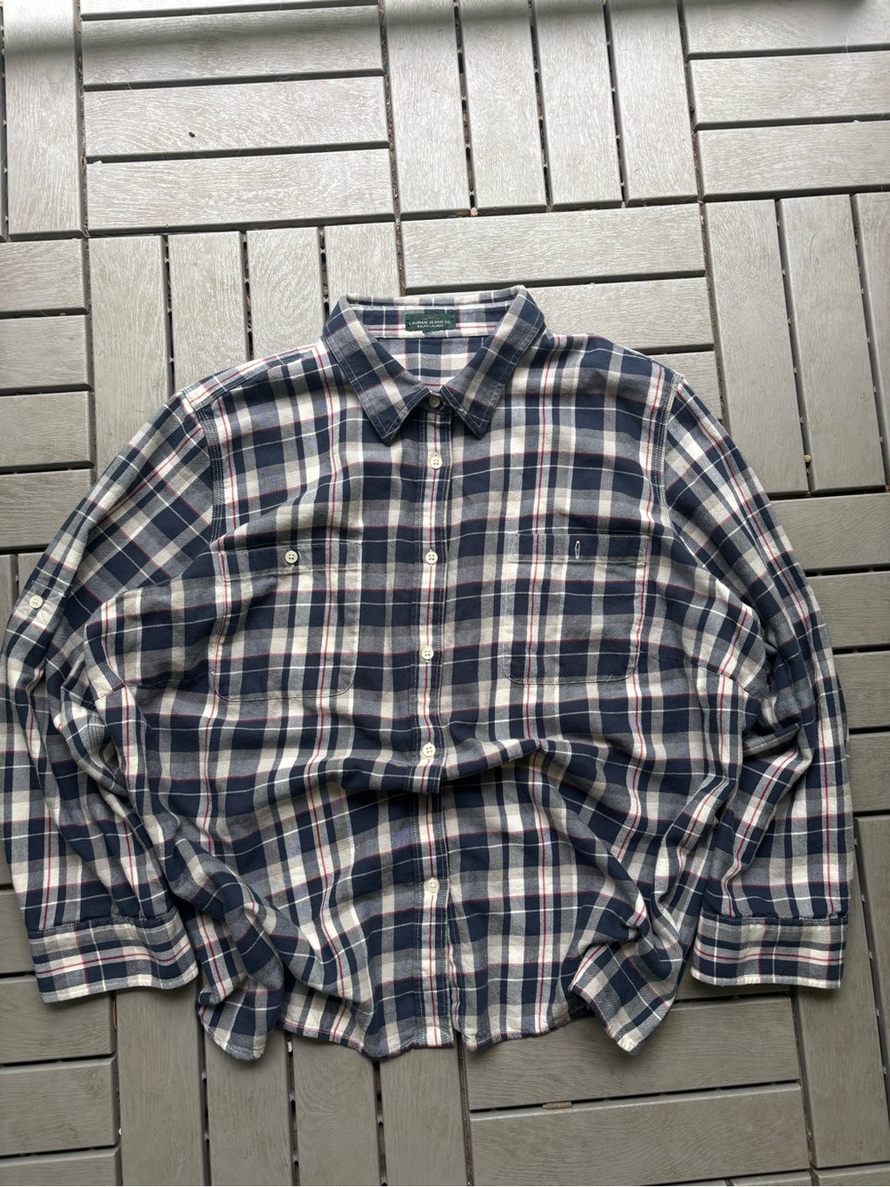 Ralph Lauren Navy, White & Red Plaid Button-Down Shirt